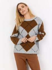 Soyaconcept® sweter z dzianiny z zawartością wełny - SC-Acacie 1 Kobiety szary|brązowy|czarny, S. Brązowe swetry damskie s, bez wzorów, z dzianiny, bez kołnierzyka, bez ramiączek, bez kaptura. Za 229.95 zł.