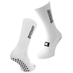 Skarpety do piłki nożnej antypoślizgowe Proskary Comfort. Białe legginsy sportowe męskie Proskary, bez wzorów, z bawełny. Za 62.90 zł.