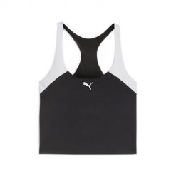 Koszulka sportowa damska Puma 52482901. Czarne koszulki sportowe damskie Puma, l, bez wzorów, bez kołnierzyka, bez ramiączek. Za 245.00 zł.