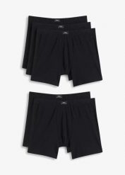 Bokserki midi o dopasowanym fasonie z bawełną (5 par). Czarne bokserki męskie bonprix, m, bez wzorów, z bawełny. Za 114.95 zł.