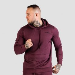 Bluza męska fitness z kapturem bakłażanowa TRN. Czerwone bluzy sportowe męskie GYMBEAM, m, bez wzorów, z bawełny, z kapturem, na fitness i siłownię. Za 115.90 zł.