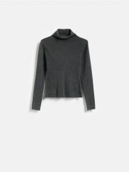 Sweter z wiskozą - ciemnoszary. Szare swetry damskie Reserved, l, bez wzorów, z dzianiny, bez kołnierzyka, bez ramiączek, bez kaptura. Za 109.99 zł.