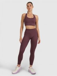 4F Legginsy treningowe bezszwowe damskie - brązowe XS/S. Brązowe legginsy damskie 4f, l, bez wzorów, z dzianiny. Za 129.99 zł.
