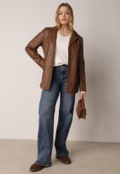 Niebieskie Szerokie Jeansy z Bawełną i Domieszką Wiskozy z Wysokim Stanem Crianise. Niebieskie jeansy damskie Born2be, z podwyższonym stanem, plus size. Za 139.99 zł.