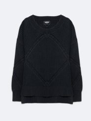 Sweter damski z ozdobnym splotem czarny Acidia 906. Czarne swetry damskie Big Star, na jesień, l, bez wzorów, z dzianiny, eleganckie, bez kołnierzyka, bez ramiączek, bez kaptura. W wyprzedaży za 199.99 zł.