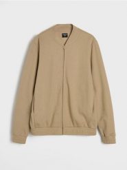 Bluza bomberka - beżowy. Brązowe bluzy męskie Sinsay, l, bez wzorów, bez kaptura. Za 69.99 zł.