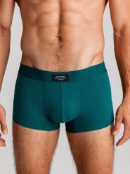 Jednokolorowe dopasowane bokserki męskie BASIC z elastanem – 3 pak mix OM-UNBB-0106 - XXL. Zielone bokserki męskie Ombre Clothing, l, bez wzorów, z bawełny. W wyprzedaży za 39.99 zł.