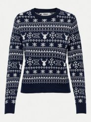 ONLY Sweter Xmas Winter 15327601 Granatowy Regular Fit. Niebieskie swetry damskie Only, xl, bez wzorów, z syntetyku, bez kołnierzyka, bez ramiączek, bez kaptura. Za 69.99 zł.