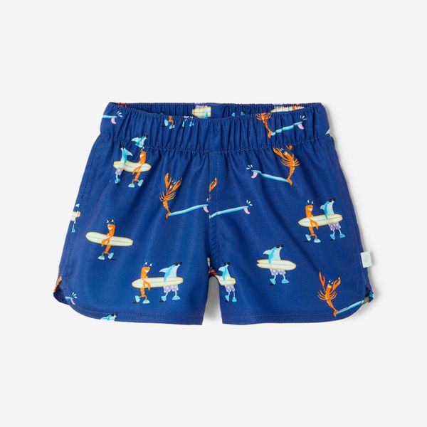 Szorty kąpielowe dla malucha Decathlon Surf. Niebieskie szorty dla chłopców Decathlon, bez wzorów, z materiału. Za 18.99 zł.