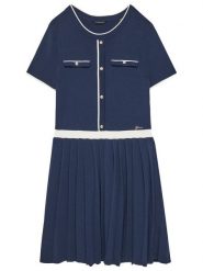 Guess Sukienka dzianinowa J4BK31 Z3M90 Granatowy Regular Fit. Niebieskie sukienki dla dziewczynek Guess, z aplikacjami, z bawełny, bez ramiączek. Za 199.99 zł.