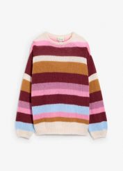 Sweter oversize. Czerwone swetry damskie bonprix, bez wzorów, z dzianiny, bez kołnierzyka, bez ramiączek, bez kaptura. Za 109.99 zł.