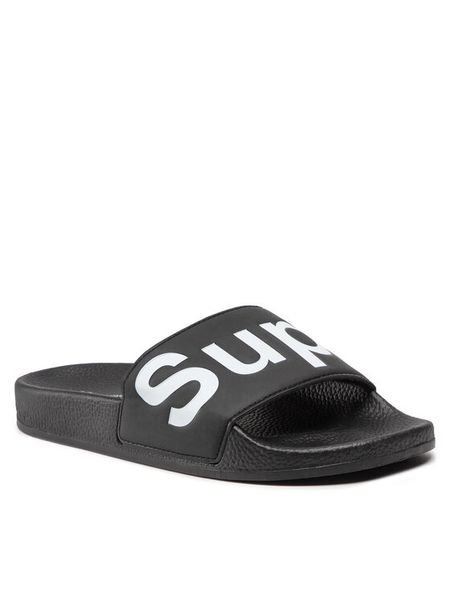 Superga Klapki 1908 Slides Polysoft Czarny. Czarne klapki damskie Superga, bez wzorów, ze skóry, bez obcasa. Za 89.99 zł.