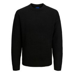 Sweter Jack & Jones Rollie dziany czarny. Czarne swetry przez głowę męskie Jack&Jones, bez wzorów, bez kołnierzyka. Za 211.46 zł.