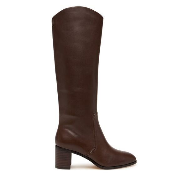 Kozaki LAUREN RALPH LAUREN. Brązowe kozaki damskie Lauren Ralph Lauren, bez obcasa, na słupku. Za 1,299.00 zł.