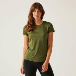 Koszulka sportowa damska Fingal Edition szybkoschnąca. Zielone koszulki sportowe damskie Dare 2b, bez wzorów, bez kołnierzyka, bez ramiączek, trekkingowe. Za 149.50 zł.