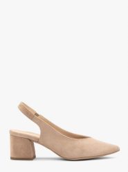 Beżowe czółenka damskie slingback bez pięty ISABEL. Brązowe czółenka damskie Ryłko, bez wzorów, z materiału, bez obcasa, na obcasie, bez zapięcia. Za 379.99 zł.