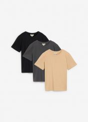 T-shirt z czystej bawełny organicznej (3-pak). Niebieskie koszule dla chłopców bonprix, bez wzorów, z bawełny, bez ramiączek. Za 53.97 zł.