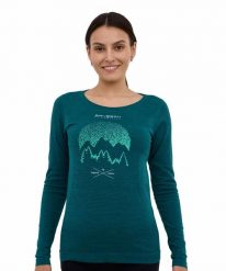 Koszulka damska z długim rękawem wełniana Brubeck OUTDOOR WOOL PRO. Zielone t-shirty damskie Brubeck, s, bez wzorów, z materiału, klasyczne, bez kołnierzyka. Za 314.99 zł.