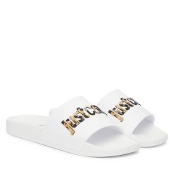 Klapki Just Cavalli. Białe klapki damskie Just Cavalli, bez wzorów, bez obcasa. Za 329.99 zł.