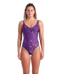 Strój kąpielowy damski Arena Abyss Swimsuit U Back. Fioletowe kostiumy jednoczęściowe damskie Arena, s, bez wzorów, z materiału, eleganckie, do pływania. Za 219.99 zł.