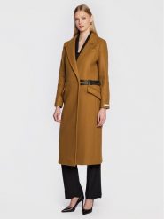 Ted Baker Płaszcz wełniany Frejia 264208 Brązowy Regular Fit. Brązowe płaszcze damskie Ted Baker, na zimę, bez wzorów, z wełny, bez kaptura. Za 1,949.00 zł.