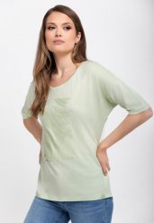 Luźna koszulka z nadrukiem, Comfort Fit, T-FEST. Zielone t-shirty damskie Volcano, m, bez wzorów, z bawełny, bez kołnierzyka. Za 69.99 zł.