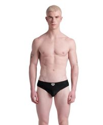 Kąpielówki męskie slipy Arena Bicolore Elastic Brief. Czarne kąpielówki męskie Arena, l, bez wzorów, z materiału, na fitness i siłownię. Za 31.98 zł.