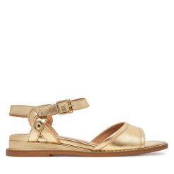 Sandały Lasocki. Żółte sandały damskie Lasocki, bez wzorów, bez obcasa, na płaskiej podeszwie, bez zapięcia. Za 159.99 zł.