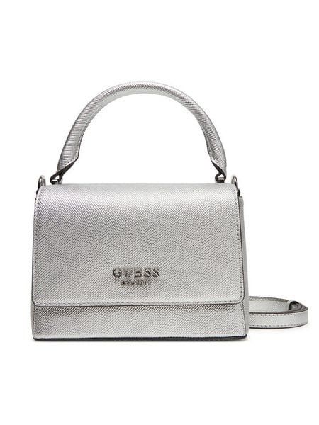Guess Torebka HWZM96 43200 Srebrny. Szare torebki do ręki damskie Guess, z aplikacjami, ze skóry, bez dodatków. Za 299.99 zł.