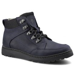 Granatowe Botki Nagaba Damskie Skórzane Buty. Niebieskie kozaki damskie Nagaba, z nubiku. Za 215.00 zł.