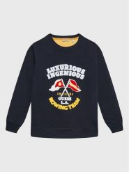 Guess Bluza L3RQ01 KBLB0 Niebieski Regular Fit. Niebieskie bluzy dla chłopców Guess, z aplikacjami, z bawełny, bez ramiączek, bez kaptura. Za 199.99 zł.