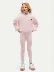 Tommy Hilfiger Komplet bluza i legginsy Heritage KG0KG09604 Różowy jasny Regular Fit. Czerwone bluzy dla dziewczynek Tommy Hilfiger, bez wzorów, z bawełny. Za 409.99 zł.