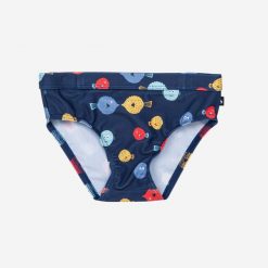 Slipki kąpielowe dla malucha Nabaiji Captain Plouf. Niebieskie kąpielówki dla chłopców Decathlon, bez wzorów, z elastanu. Za 24.99 zł.