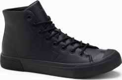 Ombre Wysokie buty trampki męskie z gumowym noskiem czarne V6 OM-FOSH-0138 40. Czarne trampki męskie Ombre, bez wzorów, z gumy, bez zapięcia. Za 179.99 zł.