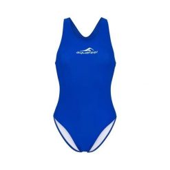 Strój kąpielowy damski Aquafeel Aquafeelback. Niebieskie kostiumy jednoczęściowe damskie Aquafeel, bez wzorów, z materiału, sportowe, do pływania. Za 169.99 zł.