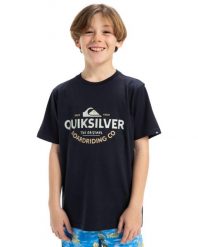 Koszulka z krótkim rękawem dla Chłopców EV TYPED OUT. Niebieskie t-shirty dla chłopców Quiksilver, bez wzorów, z bawełny, bez ramiączek. Za 80.50 zł.