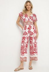 Bordowy Taliowany Kombinezon z Wiskozy w Print Boho z Kopertowym Dekoltem Nelazi. Czerwone sukienki damskie Born2be, na co dzień, na lato, m, bez wzorów, z wiskozy, boho, bez kołnierzyka, bez ramiączek, mini, kopertowe. Za 69.99 zł.