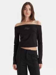 HUGO Bluzka Dolder 50546931 Czarny Slim Fit. Czarne bluzki damskie Hugo, xxl, bez wzorów, z bawełny, bez kołnierzyka, bez ramiączek. Za 269.99 zł.
