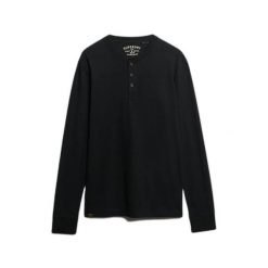 Koszulka z długim rękawem Superdry Classic Essential Grandad. Czarne bluzki z długim rękawem męskie Superdry., xl, z aplikacjami, prążkowane, klasyczne, bez kołnierzyka. Za 180.30 zł.