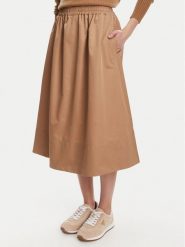 Marella Spódnica trapezowa Cairo 2523106074 Beżowy Regular Fit. Brązowe spódnice damskie Marella, bez wzorów, z bawełny, trapezowe. Za 839.99 zł.