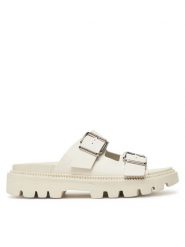 Tommy Jeans Klapki Tjw Double Strap Sandal EN0EN02753 Biały. Białe klapki damskie Tommy Jeans, bez wzorów, z jeansu, bez obcasa. W wyprzedaży za 239.99 zł.