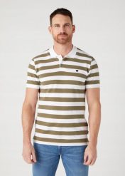 WRANGLER STRIPE SHIRT MĘSKA KOSZULKA POLO KOŁNIERZYK Olive W7CDMH989 112329247. Zielone koszulki polo męskie Wrangler, l, bez wzorów, bez ramiączek. Za 119.99 zł.