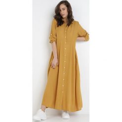 Żółta Sukienka Controllable. Żółte sukienki damskie Born2be, m, bez wzorów, boho, bez kołnierzyka, bez ramiączek, maxi, rozkloszowane. Za 89.99 zł.