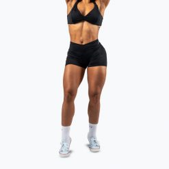 Spodenki treningowe damskie NEBBIA Strong Beauty. Czarne szorty sportowe damskie Nebbia, l, bez wzorów, z elastanu, eleganckie, na fitness i siłownię. Za 249.99 zł.