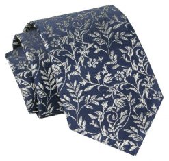 Krawat - ALTIES - Motyw Kwiatowy, Granatowy. Niebieskie krawaty i muchy Alties, bez wzorów, z tkaniny, eleganckie. Za 49.00 zł.