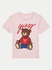 Guess T-Shirt H4BT01 I3Z14 Różowy Regular Fit. Czerwone t-shirty i topy dla dziewczynek Guess, z aplikacjami, z bawełny, bez ramiączek. Za 59.99 zł.