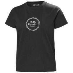Koszulka sportowa damska Helly Hansen Core Graphic. Czarne koszulki sportowe damskie Helly Hansen, xl, bez wzorów, z bawełny, bez kołnierzyka, bez ramiączek. Za 213.00 zł.