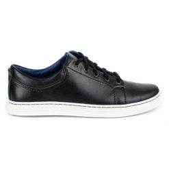 Olivier Buty Męskie skórzane casual 946MA czarne. Czarne półbuty na co dzień męskie na jesień, z jeansu, casualowe, bez zapięcia. Za 351.82 zł.