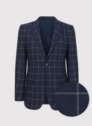 PAKO LORENTE – Casualowa granatowa marynarka w jasną kratę. Marynarki męskie Pako Lorente, bez wzorów, casualowe. Za 399.99 zł.