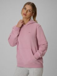 4F Bluza dresowa relaxed z kapturem damska - różowa L. Czerwone bluzy damskie 4f, l, bez wzorów, z bawełny, z kapturem. Za 149.99 zł.